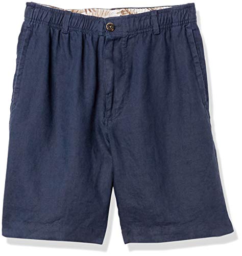 28 Palms Linen Drawstring 9" Inseam Short Flat-Front-Shorts, Azul (Blue Night), US S (EU S)