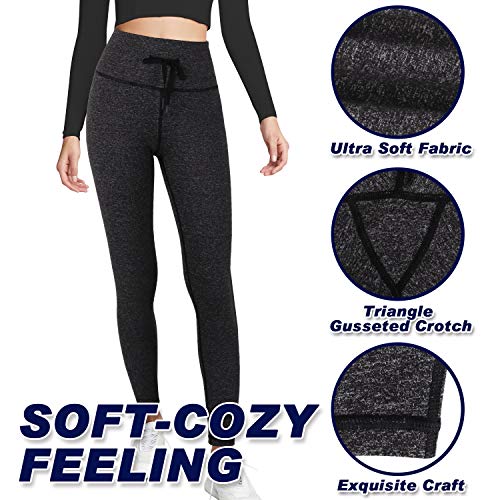 3W GRT Leggins Mujer,Mallas de Deporte de Mujer,Pantalones Petite Mujer,Pantalón Deportivo para Mujer,Cintura Alta Pantalones Deportivos para Running,Estiramiento,Yoga (Gris- con cordón, M)