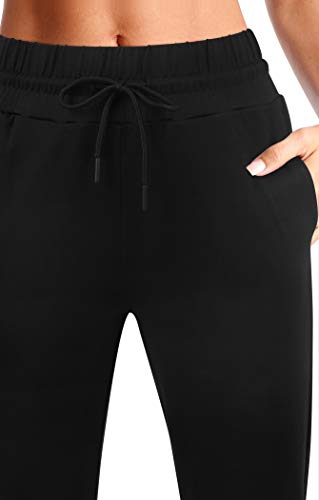 3W GRT Pantalon de Chándal para Mujer,Pantalones de Mujer,Pantalón Deportivo Mujer con Bolsillos,Pantalones Deportivos con Cordones para Mujer Yoga Fitness Jogger (Negro, XXL)