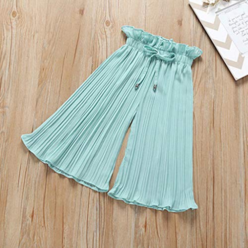 4-14 Años,SO-buts Niña Niñas Verano Letra Camiseta Tops + Volantes Pantalones Anchos Sueltos Trajes Traje, Traje De Bebé Para Sesión De Fotos (Verde,9-10 años)