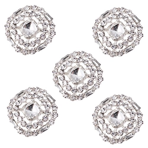 5 Botónes de Cristal Diamante Redondos de 23mm Artesanía Costura Manualidad Coser Ropa Mochila Bolsa Decor