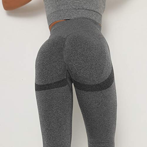 88AMZ Leggins Deportivos para Mujer, Push up Mallas Pantalones Cintura Alta Yoga Leggings Pantalón Moda Pantalones Sin Costuras para Fitness Running Deporte Elásticos y Transpirables (Gris Oscuro, M)