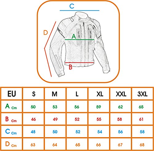 A-pro - Chaqueta de moto para verano con protectores, negro, talla L