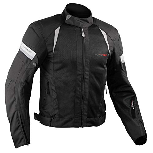 A-pro - Chaqueta de moto para verano con protectores, negro, talla L