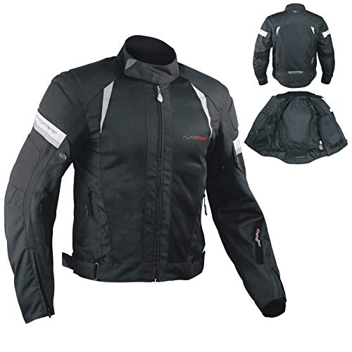 A-pro - Chaqueta de moto para verano con protectores, negro, talla L