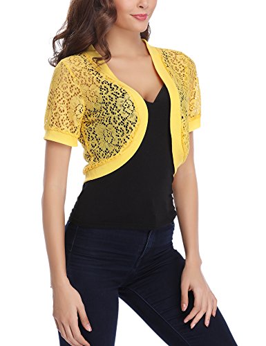 Abollria Bolero Manga Corta Mujer para Fiesta Boda Chaqueta Corta Primavera Torera Elegante Cárdigan Corto para Verano