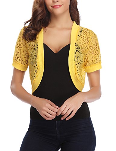 Abollria Bolero Manga Corta Mujer para Fiesta Boda Chaqueta Corta Primavera Torera Elegante Cárdigan Corto para Verano