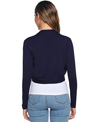 Abollria Cardigan Corta Mujer con Mangas Largas Elegante Bolero Boda Chaqueta Pequeña Toreras de Punto para Fiestas Ceremonia Novia Party