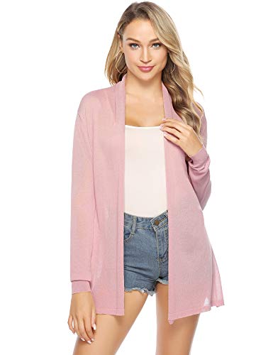 Abollria Cardigan de Peso Ligero Mujer Elegante Chaqueta Largo Transparente Chal Abierto Rebecas Manga Larga Primavera y Verano
