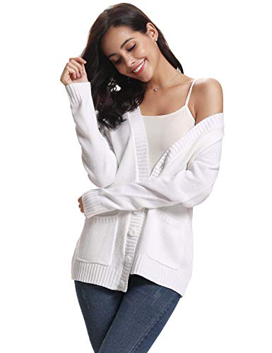 Abollria Cárdigan Mujer Básico Chaqueta de Punto con Botones Clasico Suéter Cárdigan Manga Larga Casual Rebeca Jerseys Sweater V-Cuello para Primavera Otoño Invierno