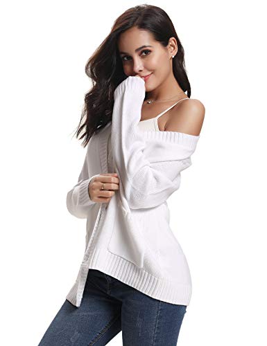 Abollria Cárdigan Mujer Básico Chaqueta de Punto con Botones Clasico Suéter Cárdigan Manga Larga Casual Rebeca Jerseys Sweater V-Cuello para Primavera Otoño Invierno