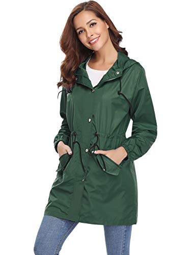 Abollria Impermeables con Capucha para Mujer Chaqueta de Viento y Ligeros Outdoor Cortaviento Manga Larga Rompevientos Larga