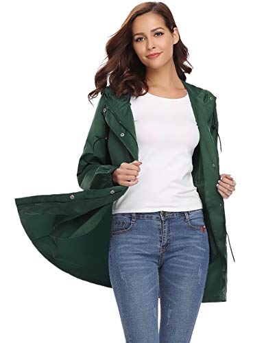 Abollria Impermeables con Capucha para Mujer Chaqueta de Viento y Ligeros Outdoor Cortaviento Manga Larga Rompevientos Larga
