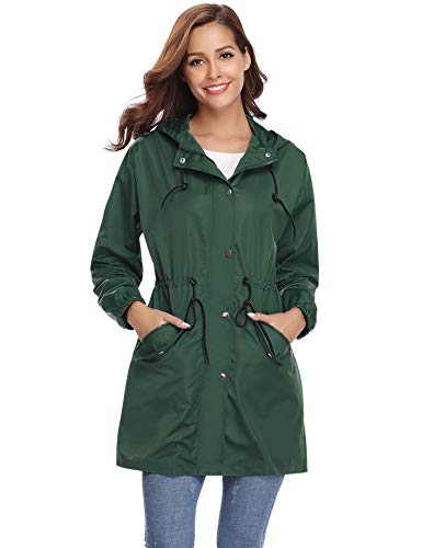 Abollria Impermeables con Capucha para Mujer Chaqueta de Viento y Ligeros Outdoor Cortaviento Manga Larga Rompevientos Larga