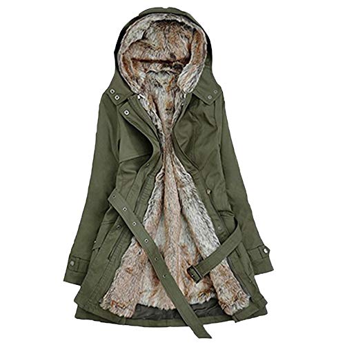 Abrigos Mujer Invierno Elegantes largas Manga Larga Chaqueta de Algodón 3 en 1 Sudaderas con Capucha Cardigan de Tallas Grandes Cálido Gusspower(El cinturón)