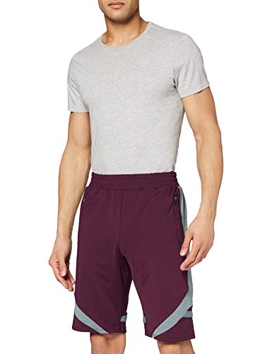 Activewear Pantalones Cortos Deportivos Hombre, Morado (Aubergine/grey Marl), 50 (Talla del fabricante: Medium)