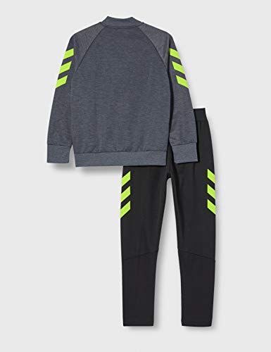 adidas B XFG TS Tracksuit, Niños, Top:Dark Grey Heather/Semi Solar Slime Bottom:Black/Semi Solar Slime, 5-6Y