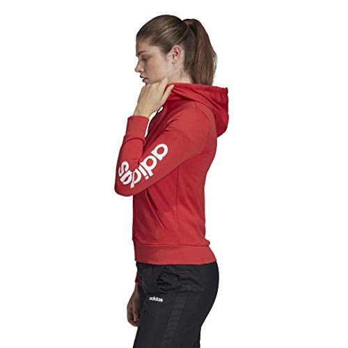 adidas Chaqueta con capucha para mujer Essentials Linear con cremallera completa, gris mediano/gris sólido, S