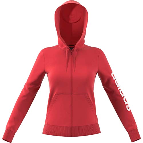 adidas Chaqueta con capucha para mujer Essentials Linear con cremallera completa, gris mediano/gris sólido, S