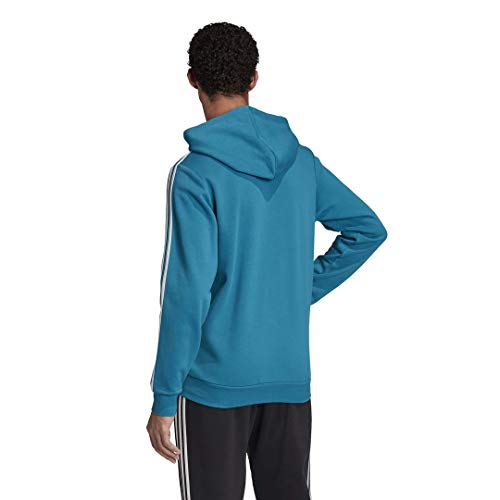 adidas Chaqueta de Forro Polar con Cremallera Completa para Hombre Essentials de 3 Rayas, Hombre, Chaqueta, FSG92, Negro/Slime Solar, 4XL