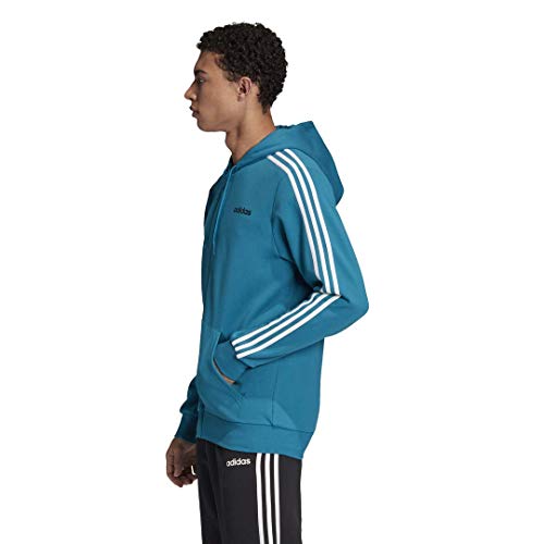 adidas Chaqueta de Forro Polar con Cremallera Completa para Hombre Essentials de 3 Rayas, Hombre, Chaqueta, FSG92, Negro/Slime Solar, 4XL