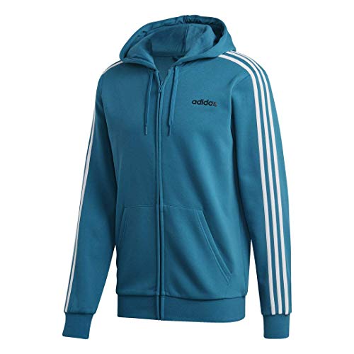 adidas Chaqueta de Forro Polar con Cremallera Completa para Hombre Essentials de 3 Rayas, Hombre, Chaqueta, FSG92, Negro/Slime Solar, 4XL