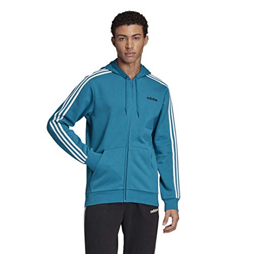 adidas Chaqueta de Forro Polar con Cremallera Completa para Hombre Essentials de 3 Rayas, Hombre, Chaqueta, FSG92, Negro/Slime Solar, 4XL