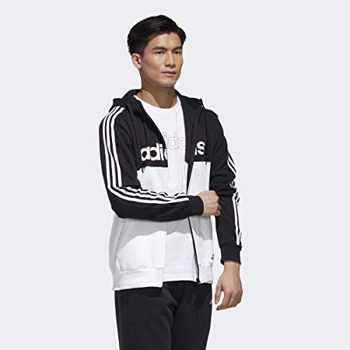 adidas Chaqueta deportiva con capucha Essentials Colorblock para hombre, Hombre, Chaqueta, IXW40, negro/blanco, M