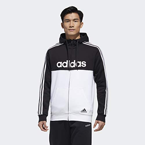 adidas Chaqueta deportiva con capucha Essentials Colorblock para hombre, Hombre, Chaqueta, IXW40, negro/blanco, M