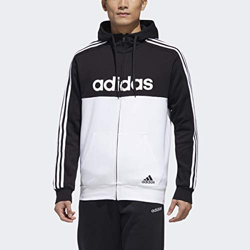 adidas Chaqueta deportiva con capucha Essentials Colorblock para hombre, Hombre, Chaqueta, IXW40, negro/blanco, M