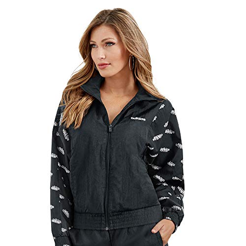 adidas Chaqueta W Fav Tt Wv para mujer, Mujer, Chaqueta, GVC45, negro/blanco, L