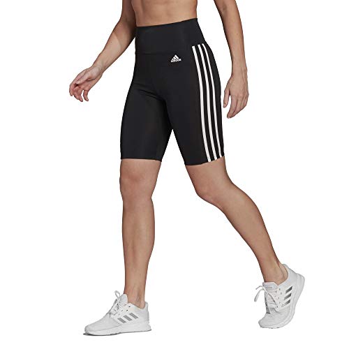 adidas Mallas cortas para mujer con 3 rayas. blanco/negro XS