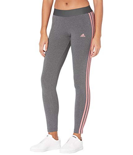 adidas Mallas para Mujer con 3 Rayas, Mujer, Ceñidos, 28881, Gris Oscuro Jaspeado/Rosa Hazy, XX-Large