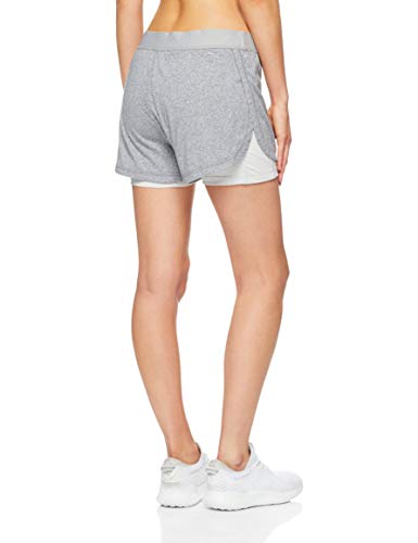 adidas Pantalón Corto 1/4 2 en 1 para Mujer, Mujer, CX5327, Color Gris Jaspeado/Gris, Large