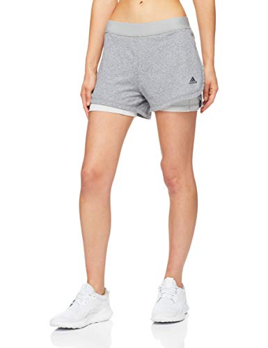 adidas Pantalón Corto 1/4 2 en 1 para Mujer, Mujer, CX5327, Color Gris Jaspeado/Gris, Large