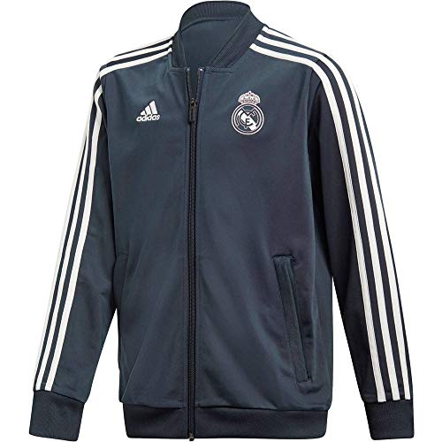 adidas Real Madrid Polyester Jacket, Chaqueta infantil y chica, Tech Onix/Core White, 13-14