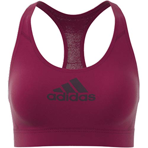 adidas Women's Don't Rest Alphaskin AEROREADY Training Pilates Yoga Medium Support Workout Bra, Power Berry/Noble Purple, X-Small