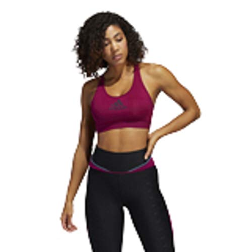 adidas Women's Don't Rest Alphaskin AEROREADY Training Pilates Yoga Medium Support Workout Bra, Power Berry/Noble Purple, X-Small