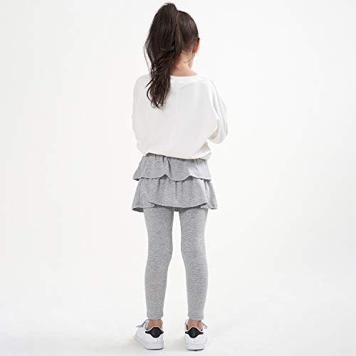 Adorel Leggings con Falda Pantalones Largos para Niñas Gris Claro 3-4 Años (Tamaño del Fabricante 110)