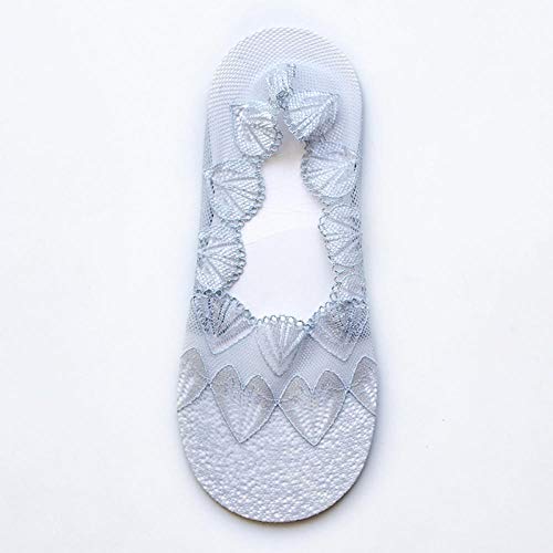 Aerlan Calcetines Invisibles,Calcetines de Mujer de Encaje de Flores de Malla Calcetines de Barco Calcetines-E Gray_6pcs,Calcetín Invisible Mujer Hombre