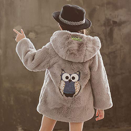Agoky Abrigos de Niñas Invierno Imitacion Pelo Chaquetas para Niñas Vestir con Capucha Abrigos Bebé Niños Jacket Gris 11-12 años