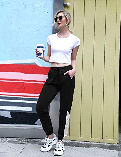 Aiboria Pantalon Chandal Mujer, 100% Algodón Largos Moda Casuales Pantalones Deportivos para Mujer Yoga Fitness Jogger Gimnasio Deportes