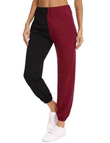 Aiboria Pantalones Deportivos Casuales para Mujer, Mujeres Largas Pantalones Chandal Patchwork Color De Retazos para Ropa Deportiva y de Moda Dos Colores Pantalón De Chándal