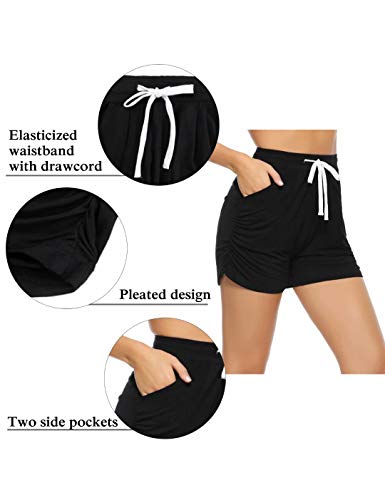 Aiboria Pantalones Cortos de Verano para Mujer Algodón Pantalones Deportivo Cortos para Mujer Casual Pantalones Deportes Fitness