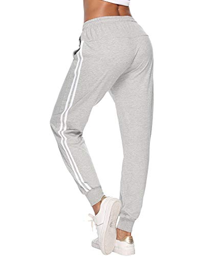 Aibrou 100% Algodón Pantalones Deportivos para Mujer Pantalones de Pijama Largos Primavera Verano Pantalón de Chándal con Bolsilpara Gimnasio Deportes Correr Jogging