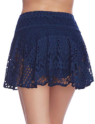 Aibrou Falda de Baño con Bragas Mujer,Shorts De Baño Bikini de Encaje Braguita para Piscina,Actividad acuática,Ropa de Playa