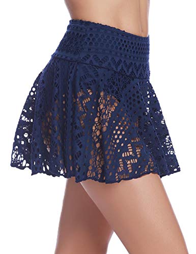 Aibrou Falda de Baño con Bragas Mujer,Shorts De Baño Bikini de Encaje Braguita para Piscina,Actividad acuática,Ropa de Playa