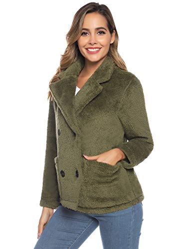Aibrou Mujer Chaqueta de Felpa Abrigo de Piel sintética esponjosa para Mujer Casual Cárdigan Delantero Abierto Chaqueta Prendas De Vestir Exteriores Abrigo(Ejercito Verde S)