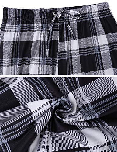 Aibrou Pantalones de Pijama Mujer, Pijama Pantalon Largo Mujer de Cuadros Invierno Suelte Pantalón de Pijama, Pijama Pantalones Mujer de Algodon Cordón para Hogar, Ocio, Deportes, Correr y Yoga