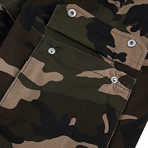 AIDEAONE Pantalones de camuflaje de cintura alta para mujer Color caqui. M